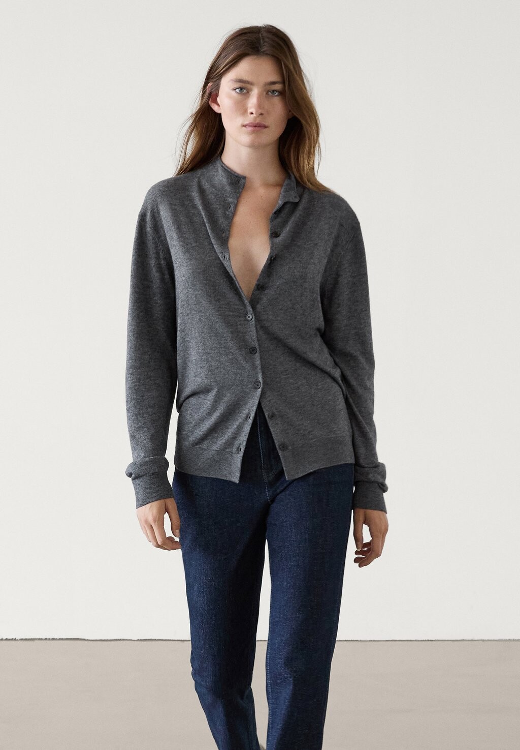 

Кардиган WITH MOCK TURTLENECK Massimo Dutti, серый