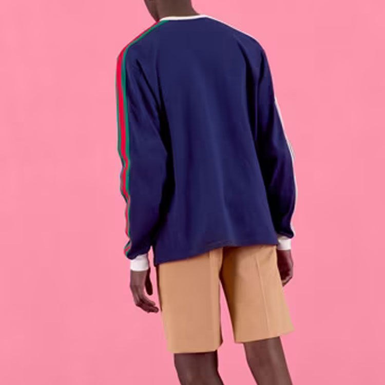 Футболка Gucci x adidas Cotton Jersey T-Shirt 'Dark Blue', темно-синий — фото 4