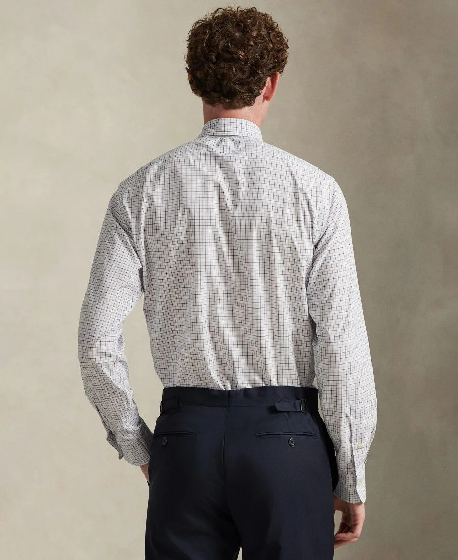 Мужская облегающая эластичная рубашка Polo Ralph Lauren, белый lavender мультиколор — фото 4