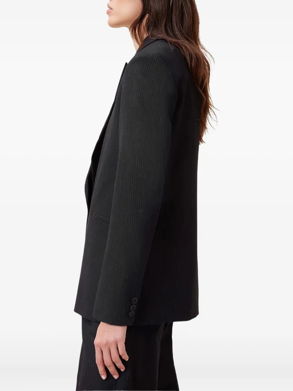 Однобортный пиджак Pinnie в тонкую полоску AllSaints, черный — фото 3