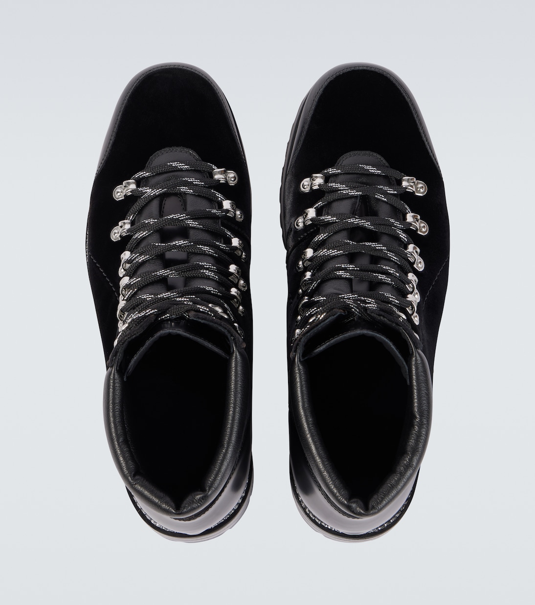 Ботинки Janka из велюра с кожаной отделкой на шнуровке Manolo Blahnik, Blck — фото 4