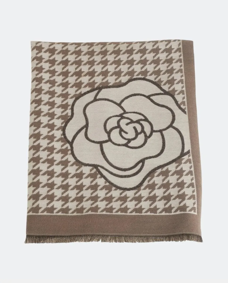 

Прямоугольный жаккардовый шарф в узор «гусиная лапка», классический и изысканный стиль для женщин Kbas, бежевый