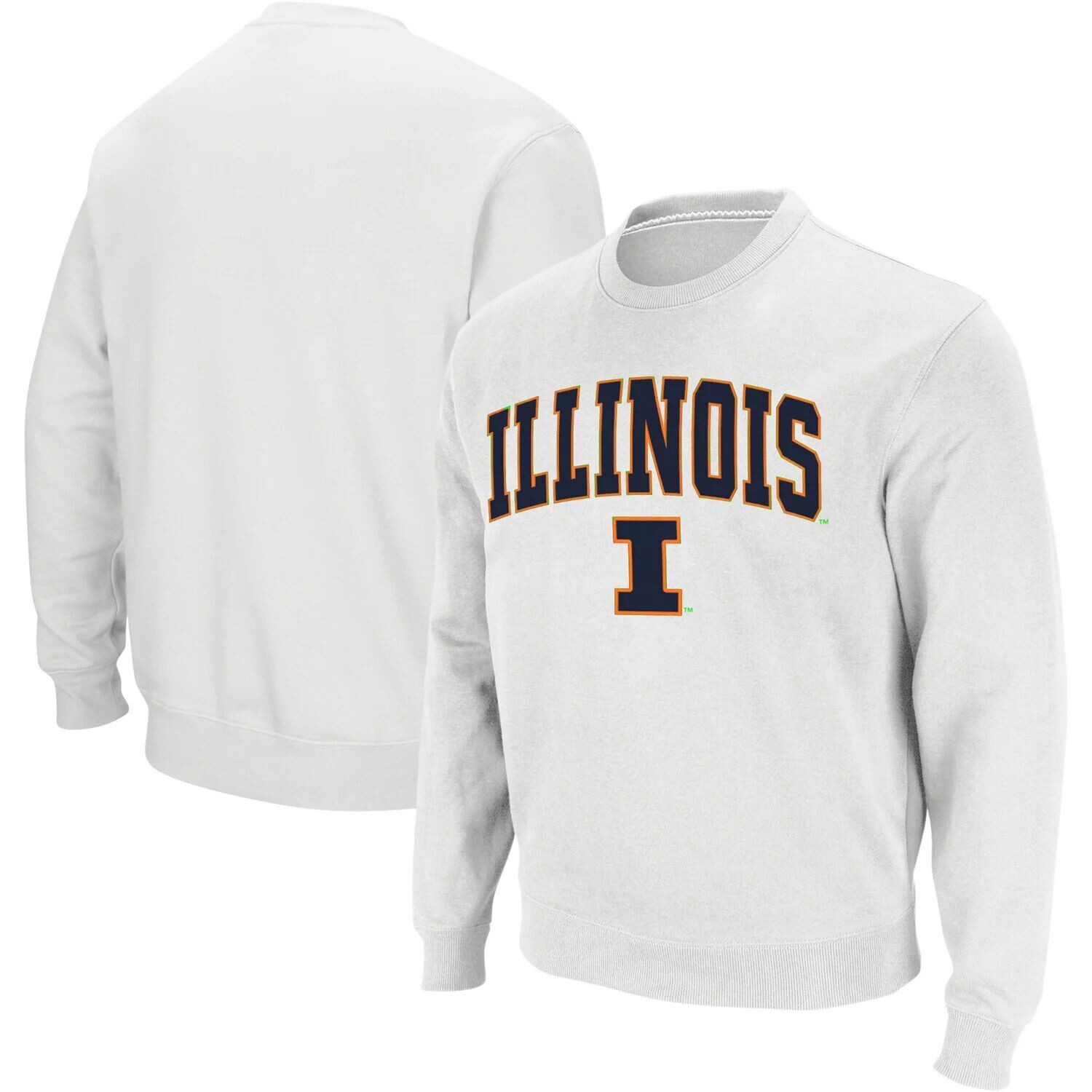 

Мужской белый свитшот с круглым вырезом Illinois Fighting Illini Arch & Logo Colosseum