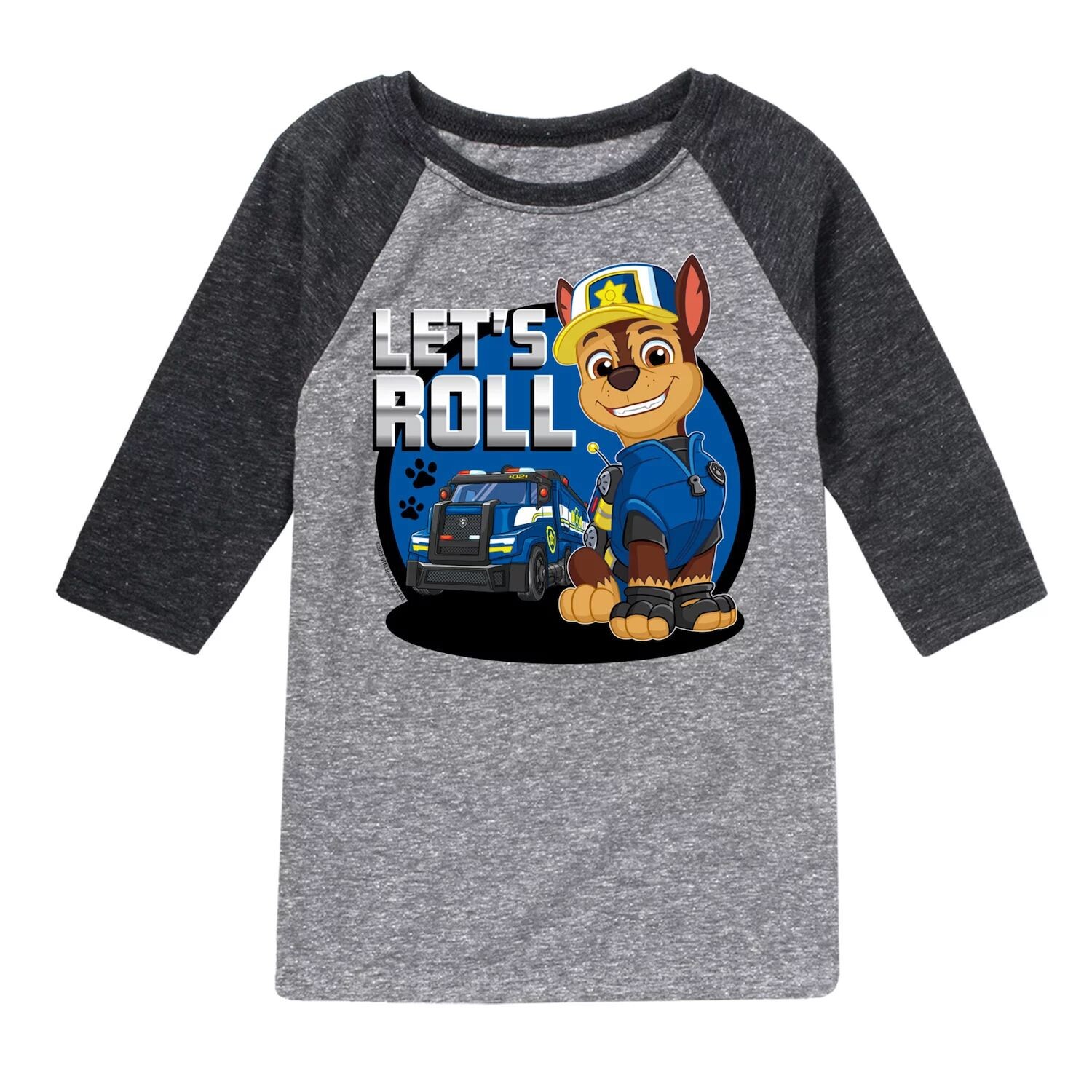 

Футболка реглан с рисунком Chase из Paw Patrol для мальчиков 8–20 лет Licensed Character, серый