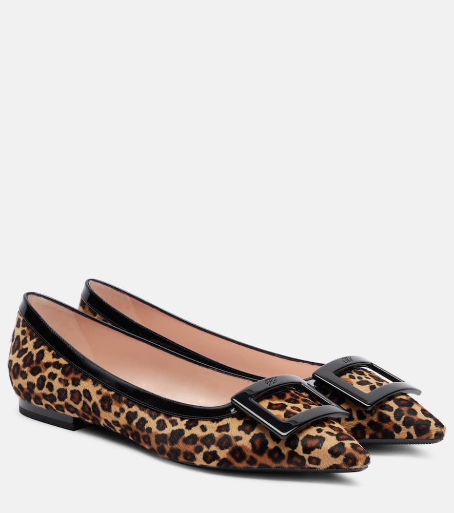 Балетки Gommette Ball из телячьей шерсти Roger Vivier, C600(Naturale)+B999(Nero)