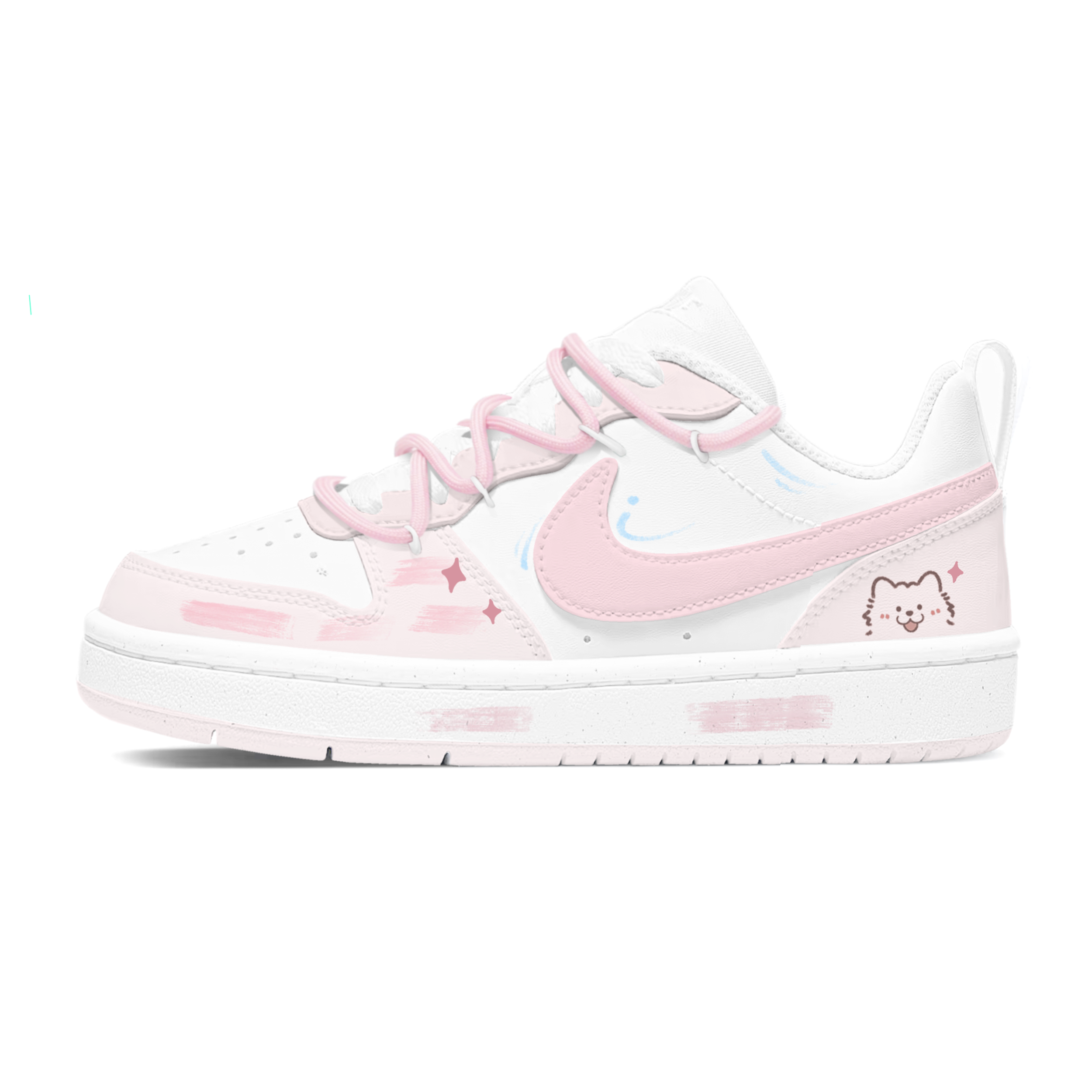 

Nike Низкие детские кроссовки для скейтбординга Court Borough Sweetheart Puppy, белые, для подростков