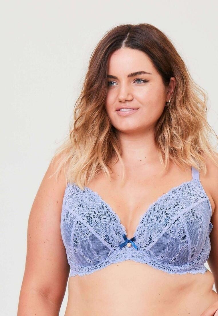 

Кружевной бюстгальтер с глубоким вырезом на косточках в тон Oola Lingerie, темно-синий