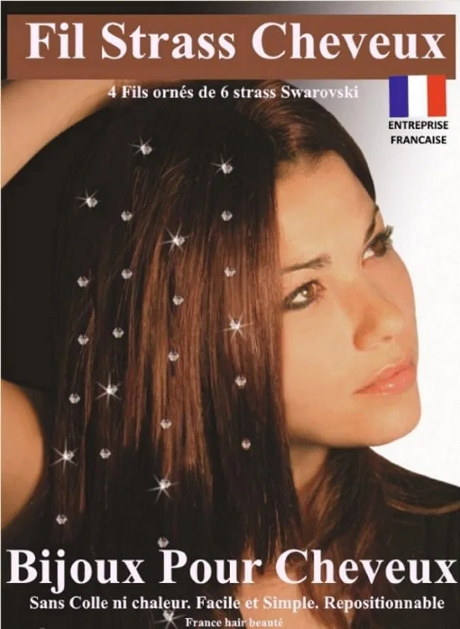 Пряди для волос с кристаллами Swarovski, темно-синий сапфир (4 шт.) France Hair Beaute
