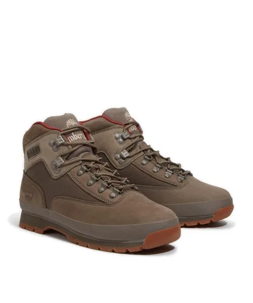 Ботинки Timberland Euro Hiker Mid Boot из кожи и канваса, оливковый