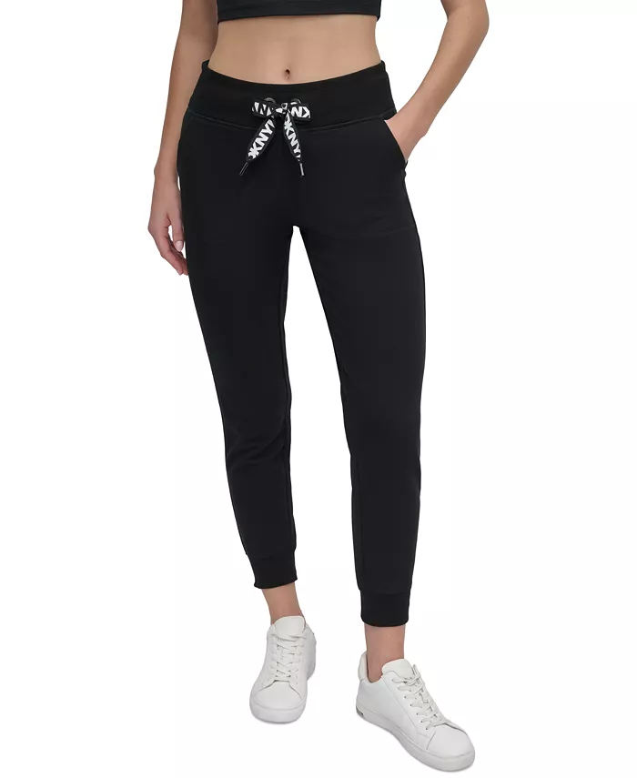 

Спортивные женские джоггеры с логотипом и шнурком на высокой талии DKNY, черный