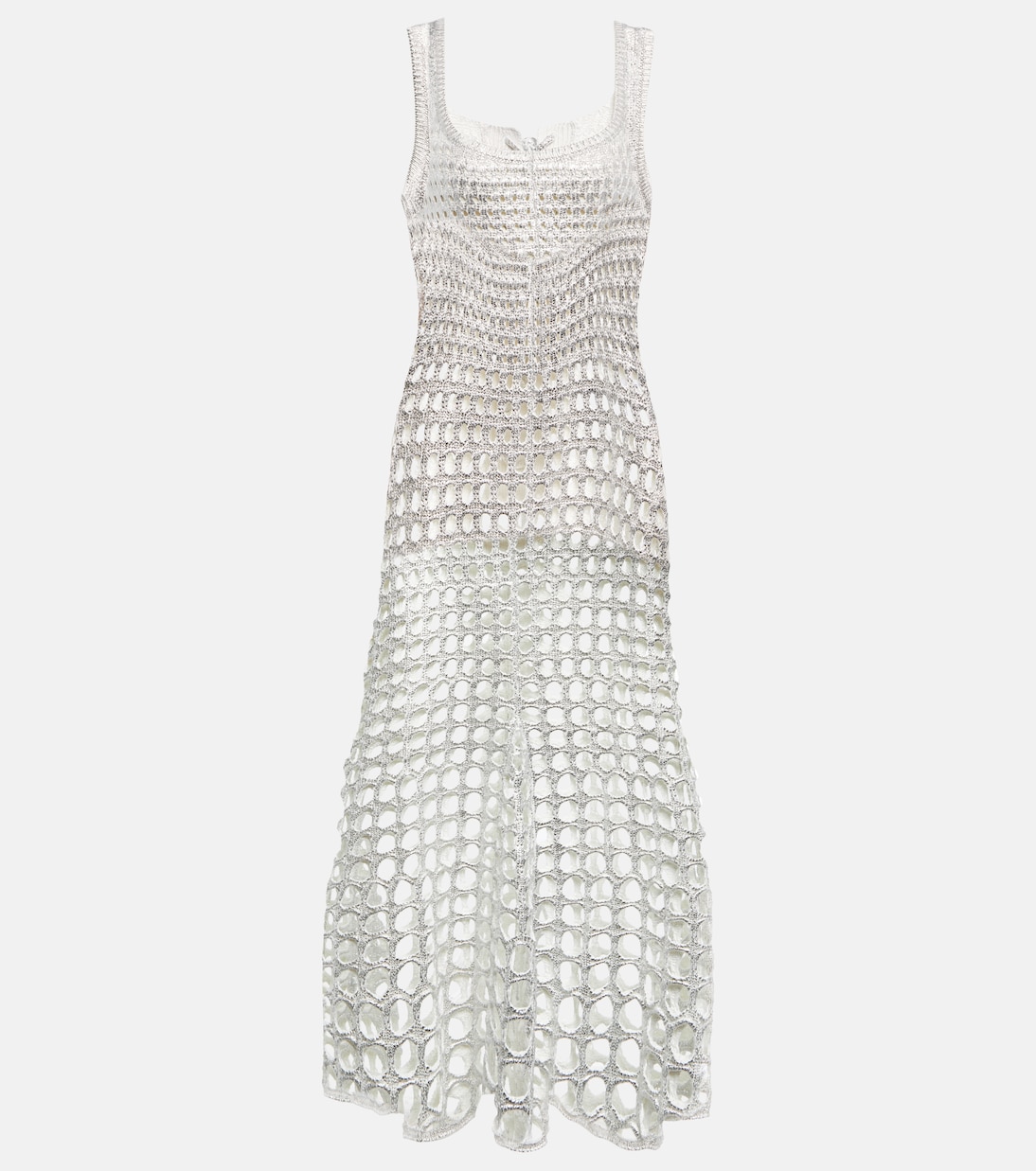 

Длинное платье из шелка, связанное крючком Chloé, Silver Grey
