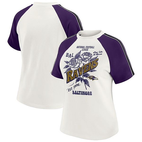 

Женская белая футболка raglan baltimore ravens с рукавами в полоску и эффектом поношенности Wear By Erin Andrews, Белый, Женская белая футболка raglan baltimore ravens с рукавами в полоску и эффектом поношенности Wear By Erin Andrews