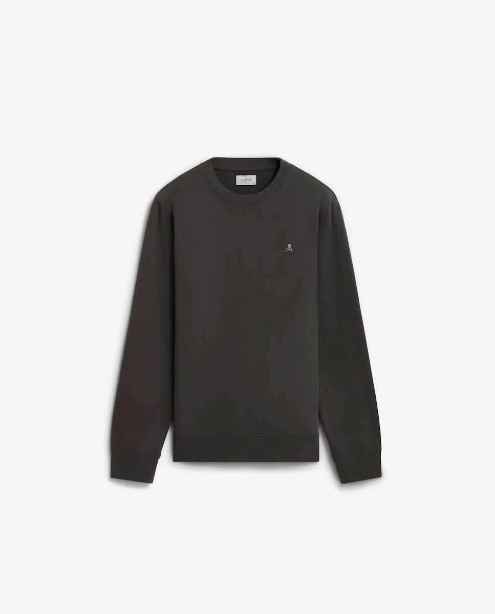 

Мужская толстовка без капюшона, прямого кроя, с круглым вырезом, рукава и пояс с ребристой отделкой Scalpers, черный