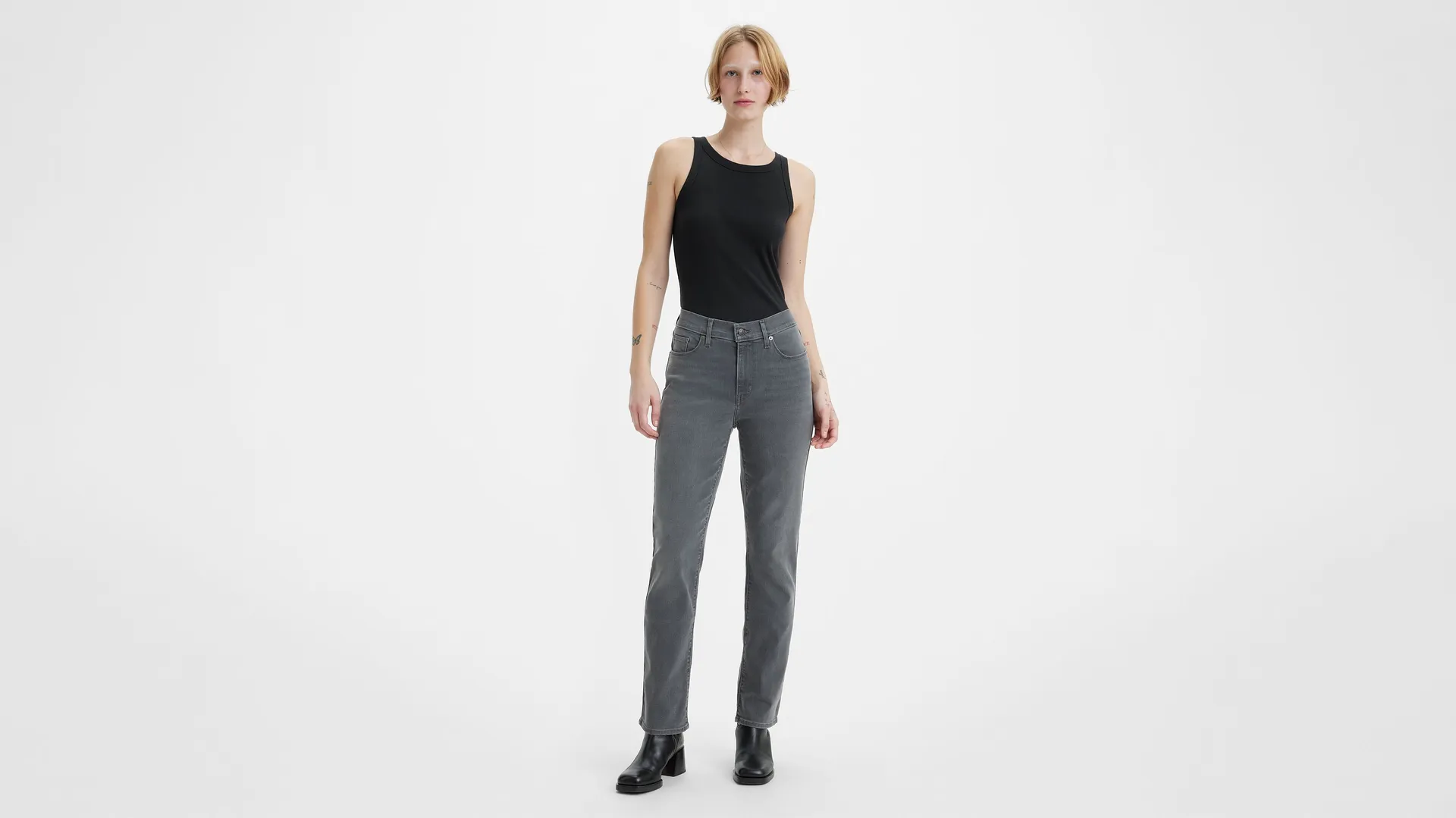 

Классические прямые женские джинсы Levi's, серый