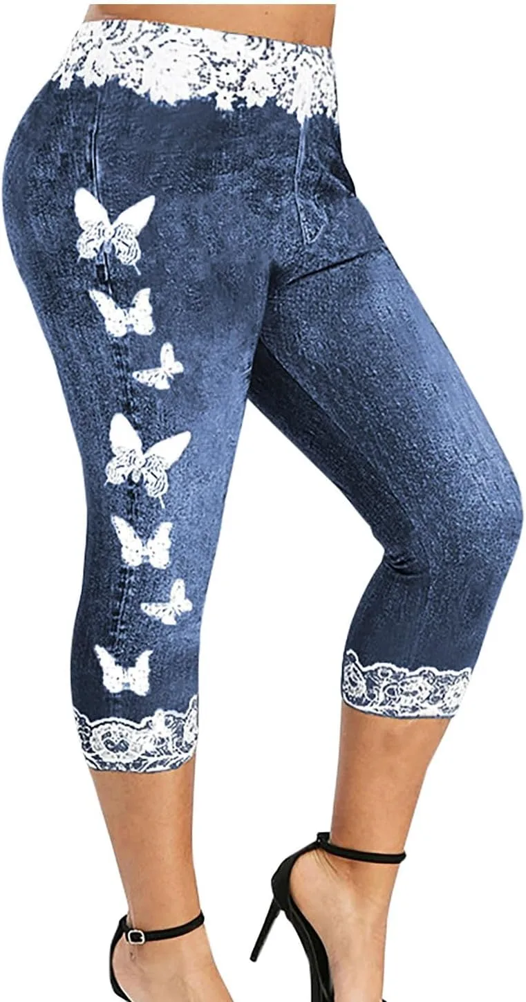 

Женские джинсы-леггинсы Plus Size Bermuda с кружевной вставкой HGps8w