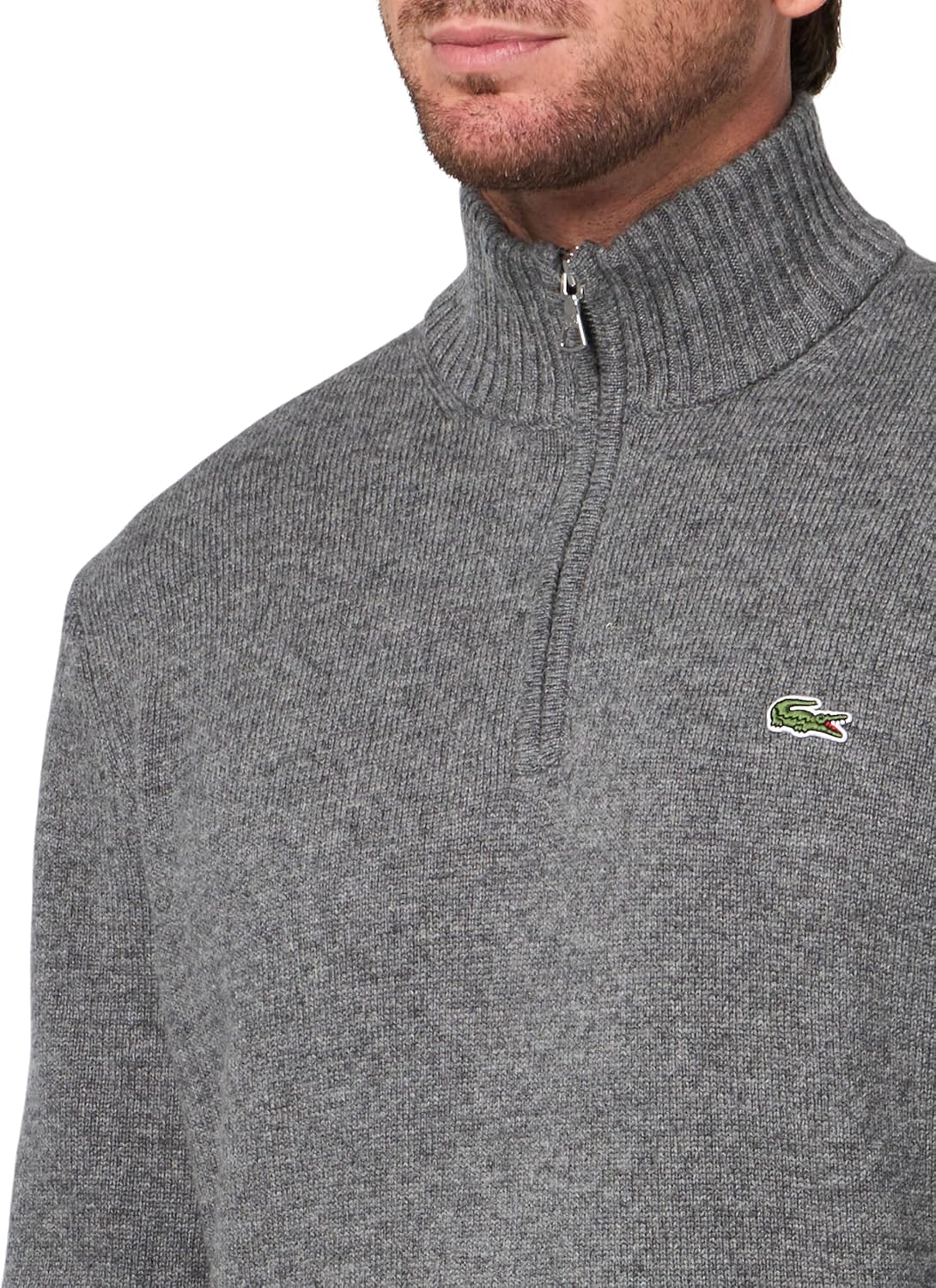 Lacoste мужской застегивающийся на молнию водолазный кардочесаный шерстяной свитер, Pitch Chine — фото 3