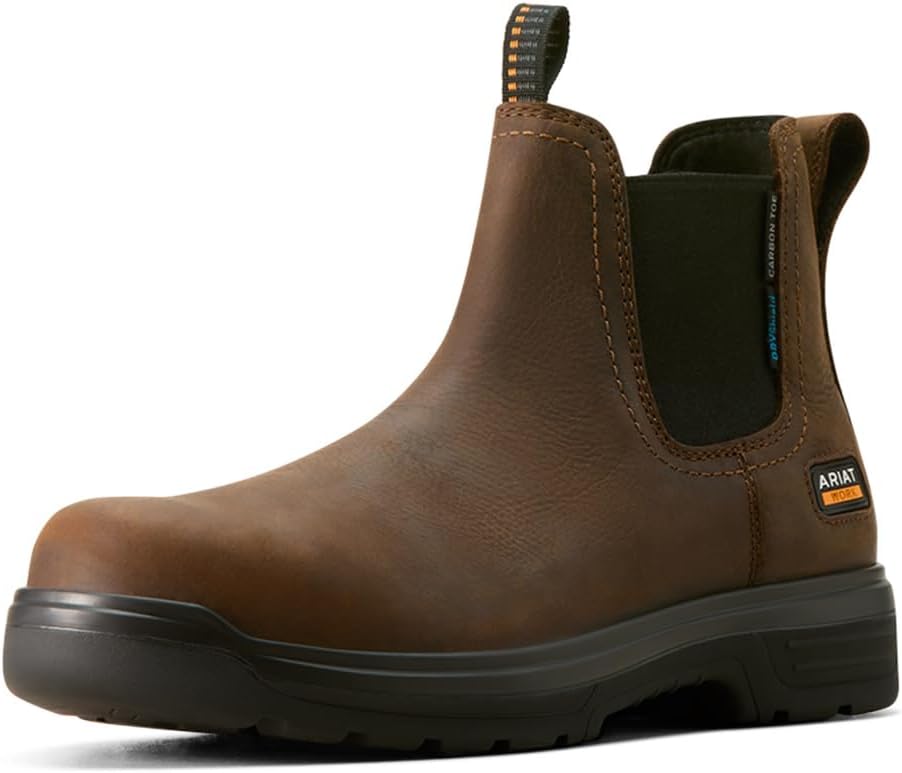 

Мужские ботинки ARIAT Turbo Chelsea CSA с защитным носком из углеродного волокна, водонепроницаемые, вестерн, коричневый