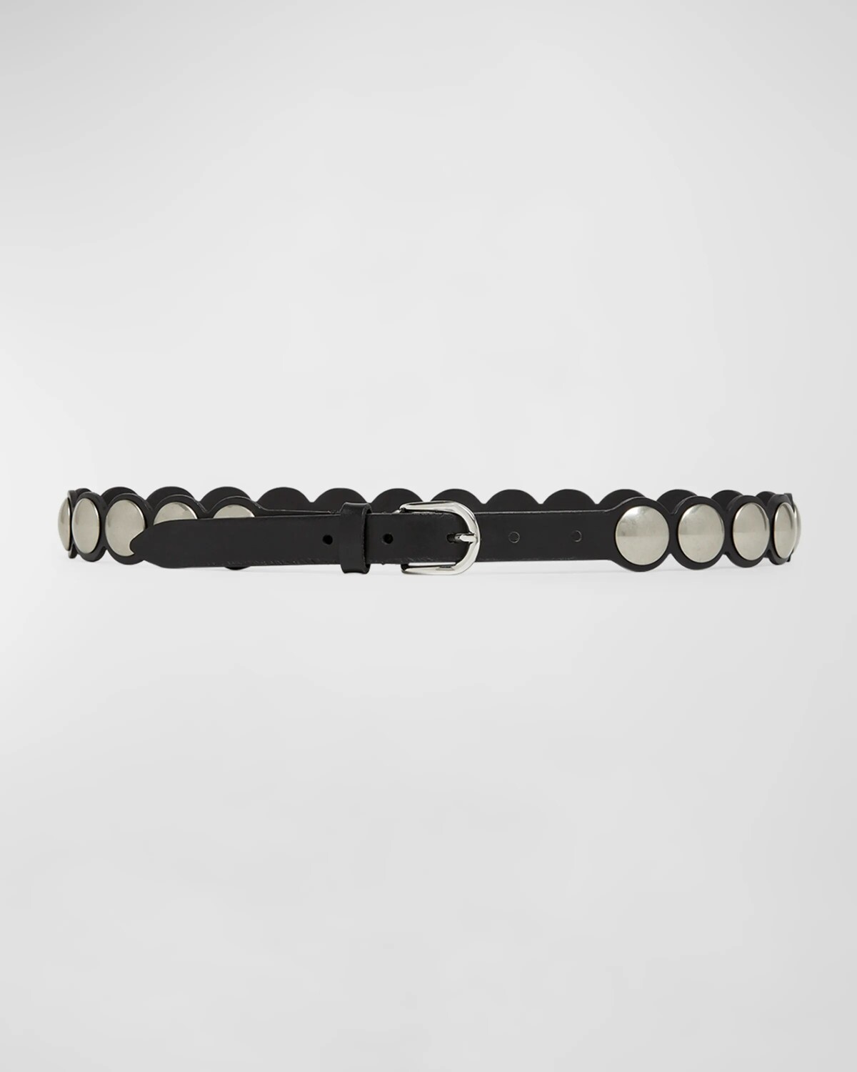 

Тонкий кожаный ремень Giavi с заклепками Isabel Marant, цвет Black Silver