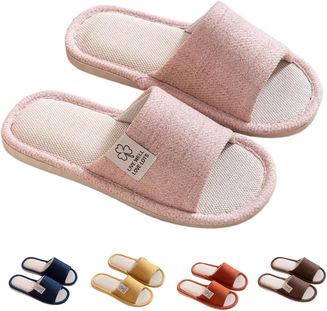 

Домашние тапочки для женщин и мужчин с открытым носком, осенние домашние туфли, японские тапочки с эффектом памяти, поддержкой свода стопы, нескользящей подошвой, удобные, теплые с мягкой подошвой, для спальни Generic, розовый