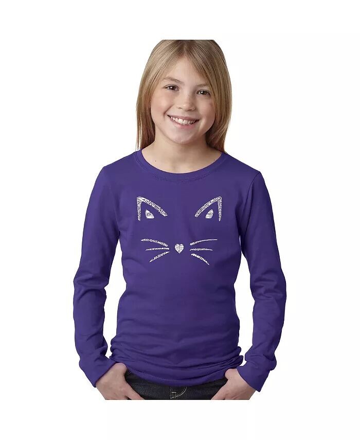 

Футболка с длинным рукавом Big Girl's Word Art - Whiskers LA Pop Art, фиолетовый