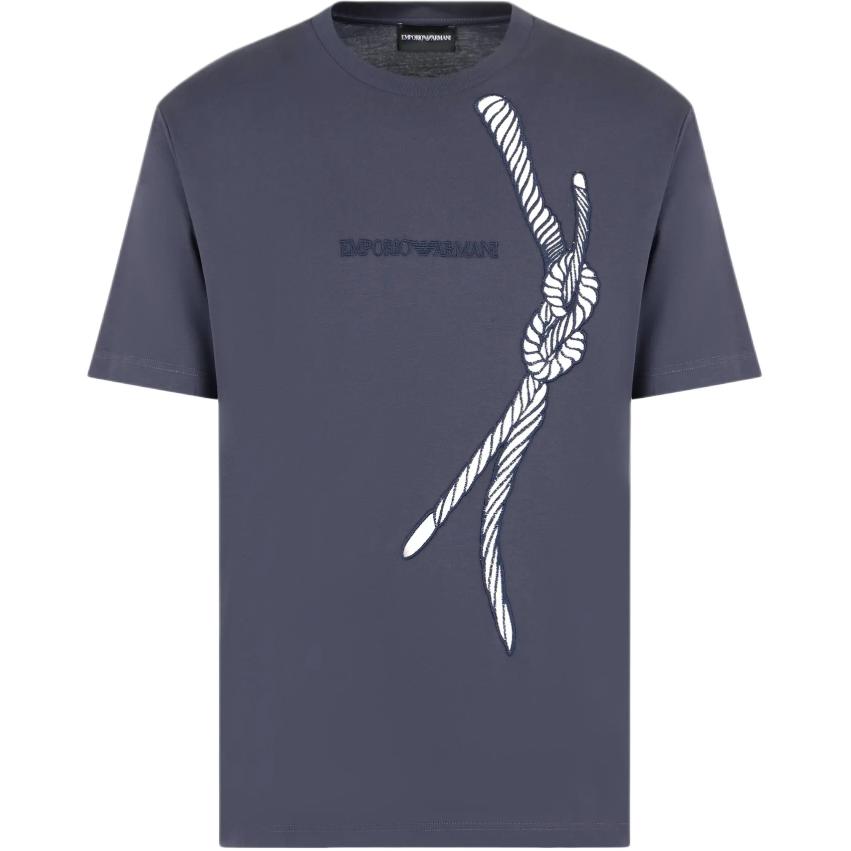 

Футболка с вышивкой веревкой и логотипом Asv EMPORIO ARMANI, синий