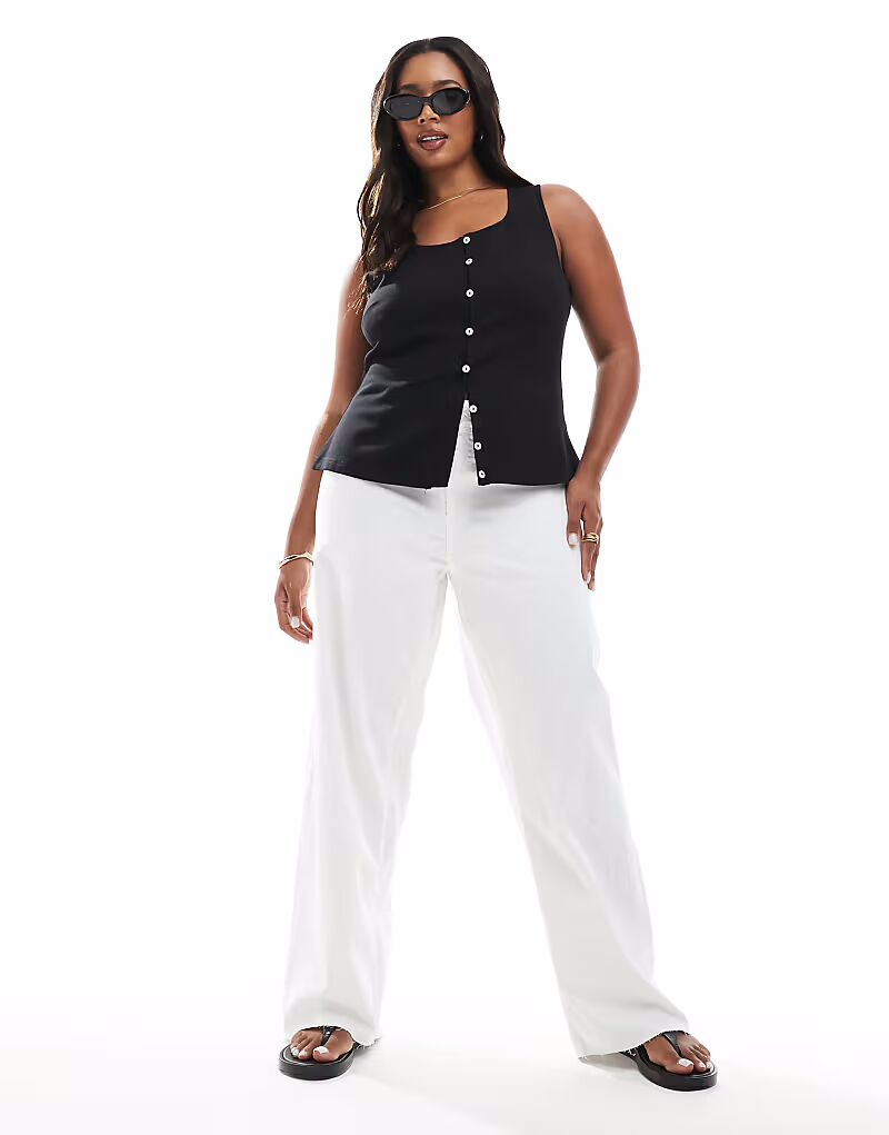 

Широкие джинсы Vero Moda Curve цвета экрю