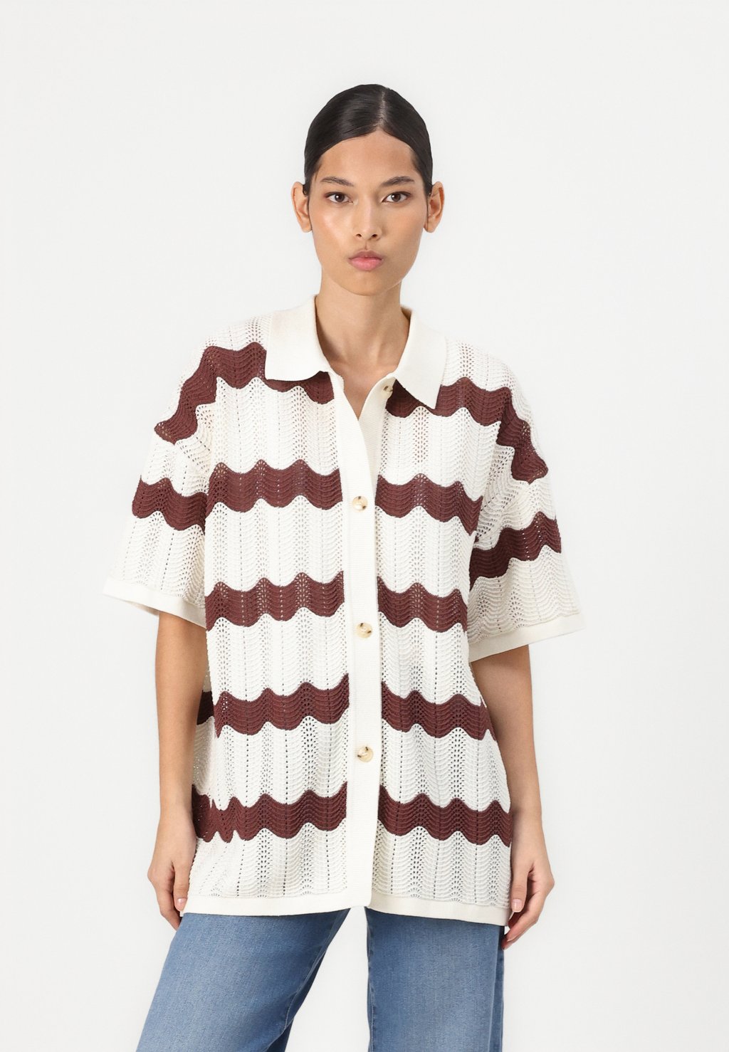

Блузка на пуговицах ALANA OVERSIZED KNITTED SHIRT Malina, коричневый