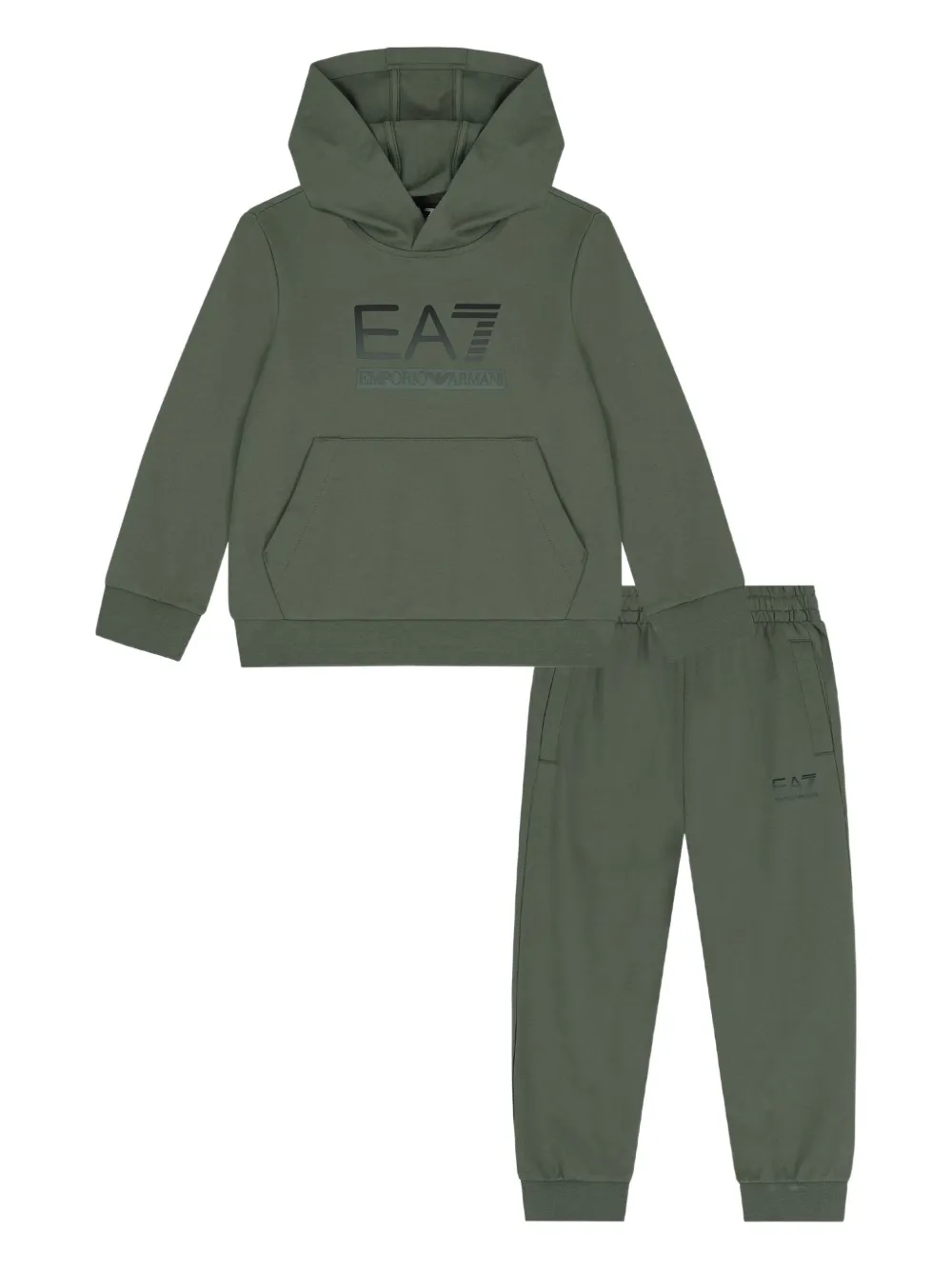 

Спортивный костюм с капюшоном и вышитым логотипом Emporio Armani Kids, зеленый
