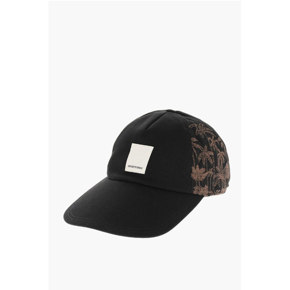 

Кепка EMPORIO из хлопкового твила с вышитыми ладонями Armani, Black