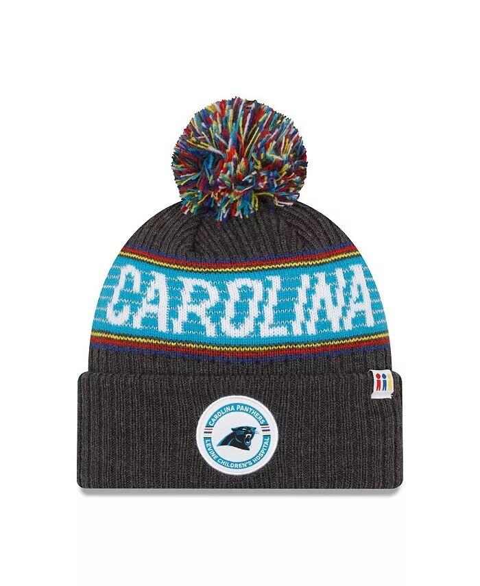 

Мужская угольно-хизерная вязаная шапка Carolina Panthers 2022 Greg Olsen x Atrium Health Levine Children's Hospital с помпоном New Era