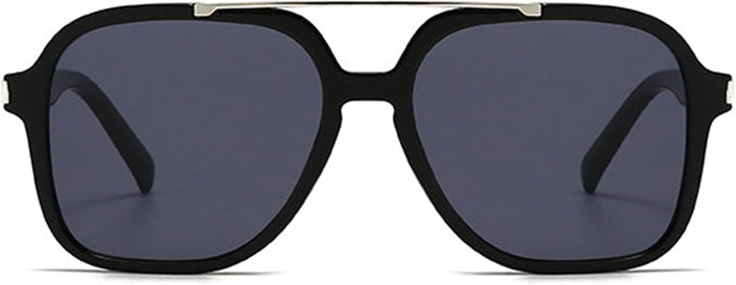 

Willochra Модные солнцезащитные очки большого размера с квадратной оправой и двойной перемычкой для женщин, защита от УФ-излучения UV400, ретро-заклепки, солнцезащитные очки для мужчин, темно-зеленые, C1