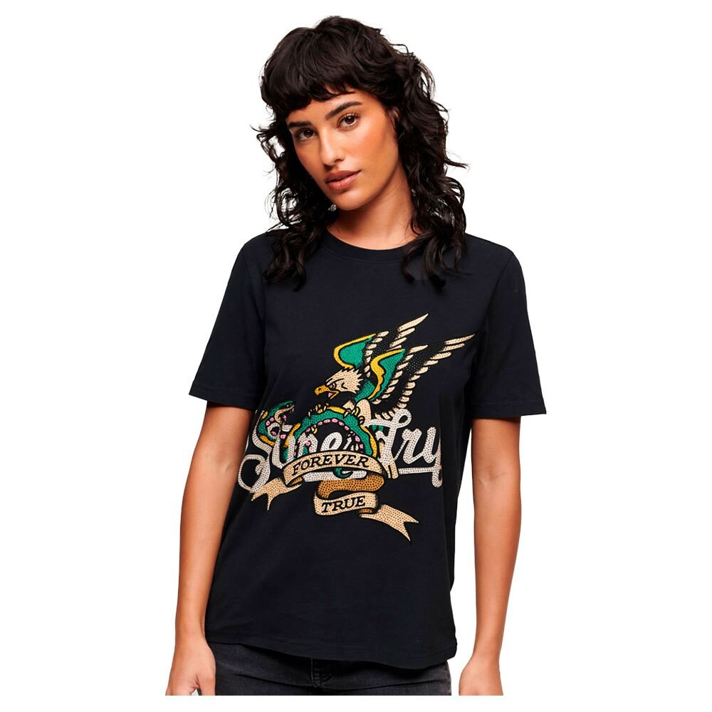 

Футболка Superdry Tattoo Script Graphic Short Sleeve Round Neck, черный