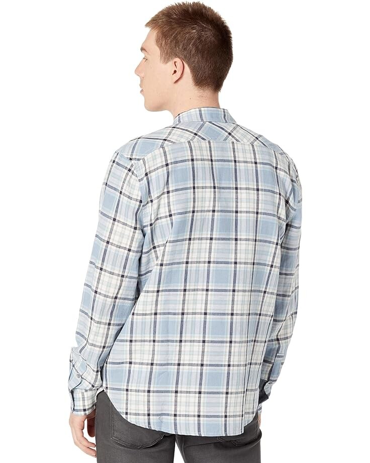 

Рубашка 7 For All Mankind Long Sleeve Plaid Button-Down Shirt, цвет Sun Faded Blue Plaid