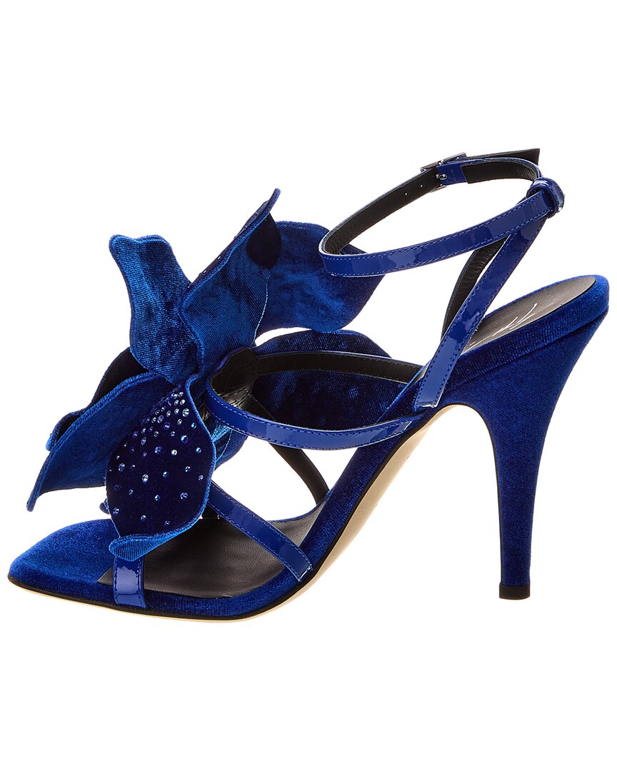Giuseppe Zanotti Curvy 105 Velvet Sandal, синий — фото 2