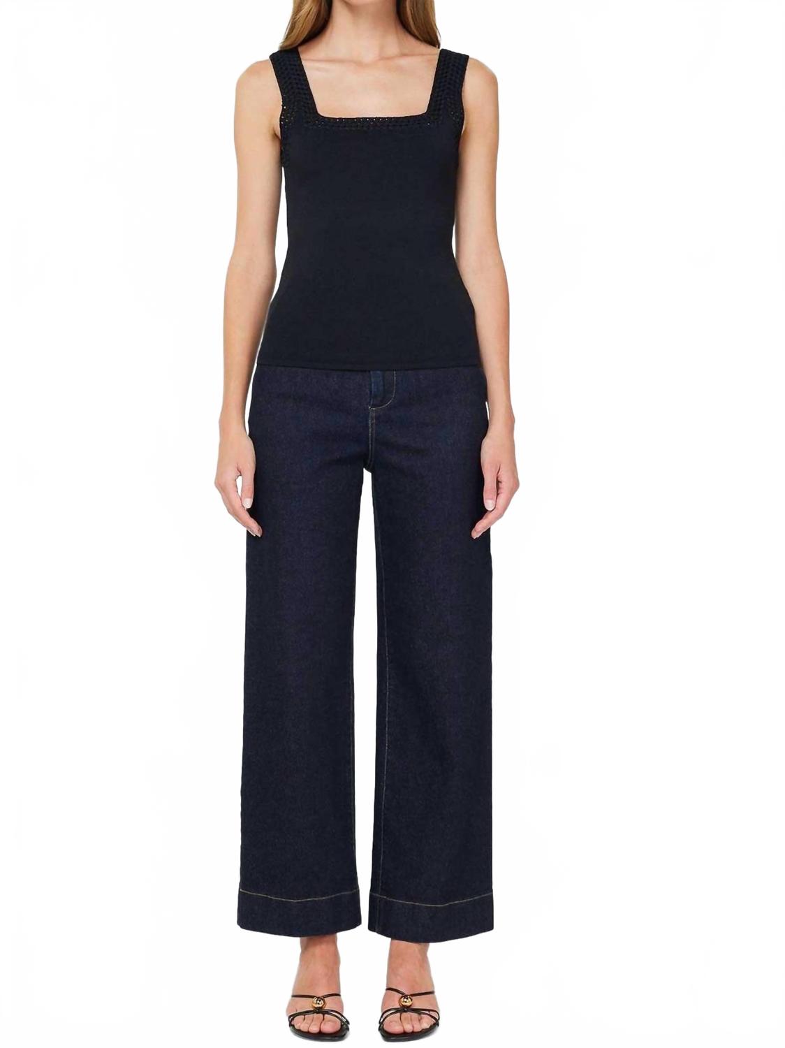 

Майка-свитер Monet с квадратным вырезом и вязаной крючком деталью, черный цвет Nyland, черный