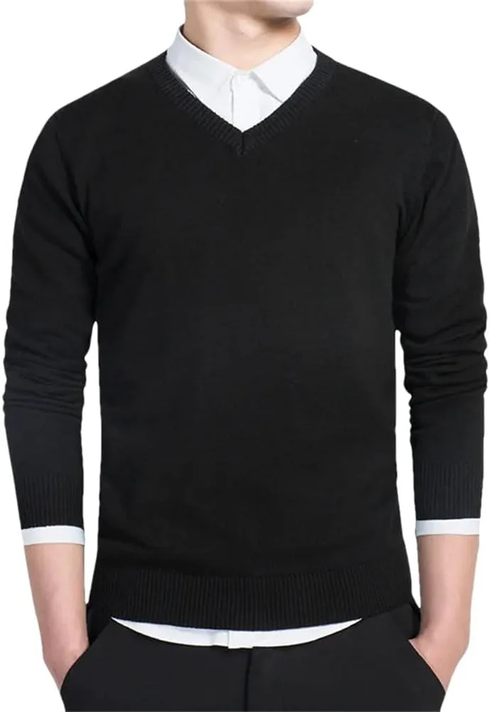 

Мужской вязаный свитер V-образным вырезом