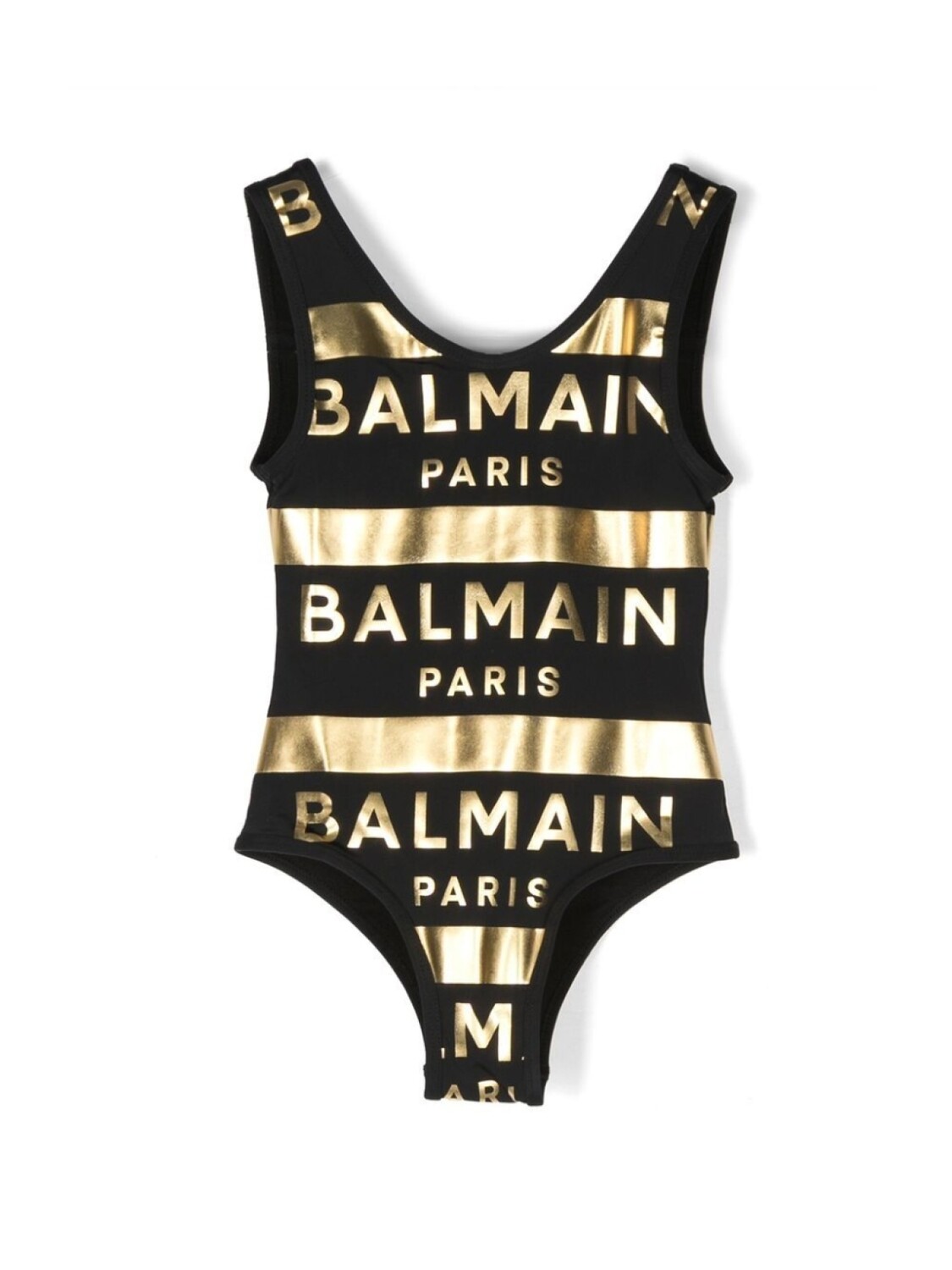 

Balmain Kids купальник с эффектом металлик и логотипом, черный