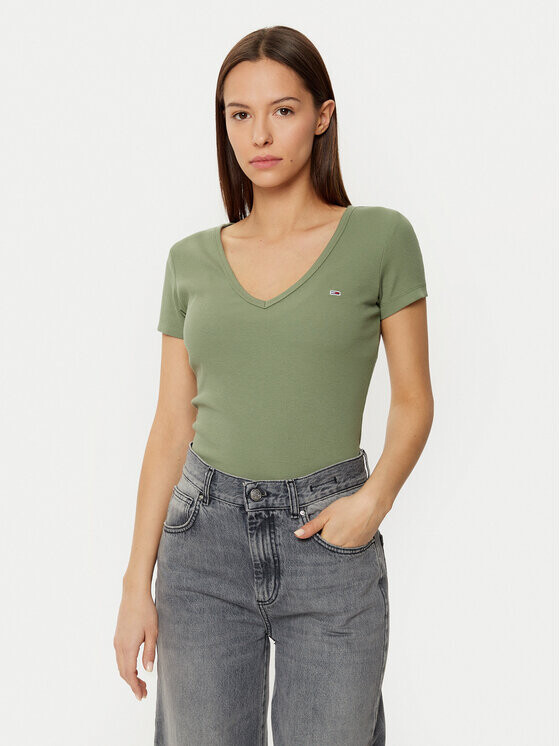 

Футболка узкого кроя Tommy Jeans, зеленый