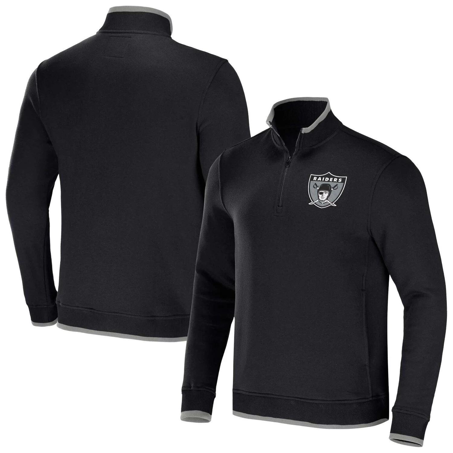 

Мужская футболка NFL x Darius Rucker Collection от Fanatics Black с молнией на четверть и логотипом Las Vegas Raiders