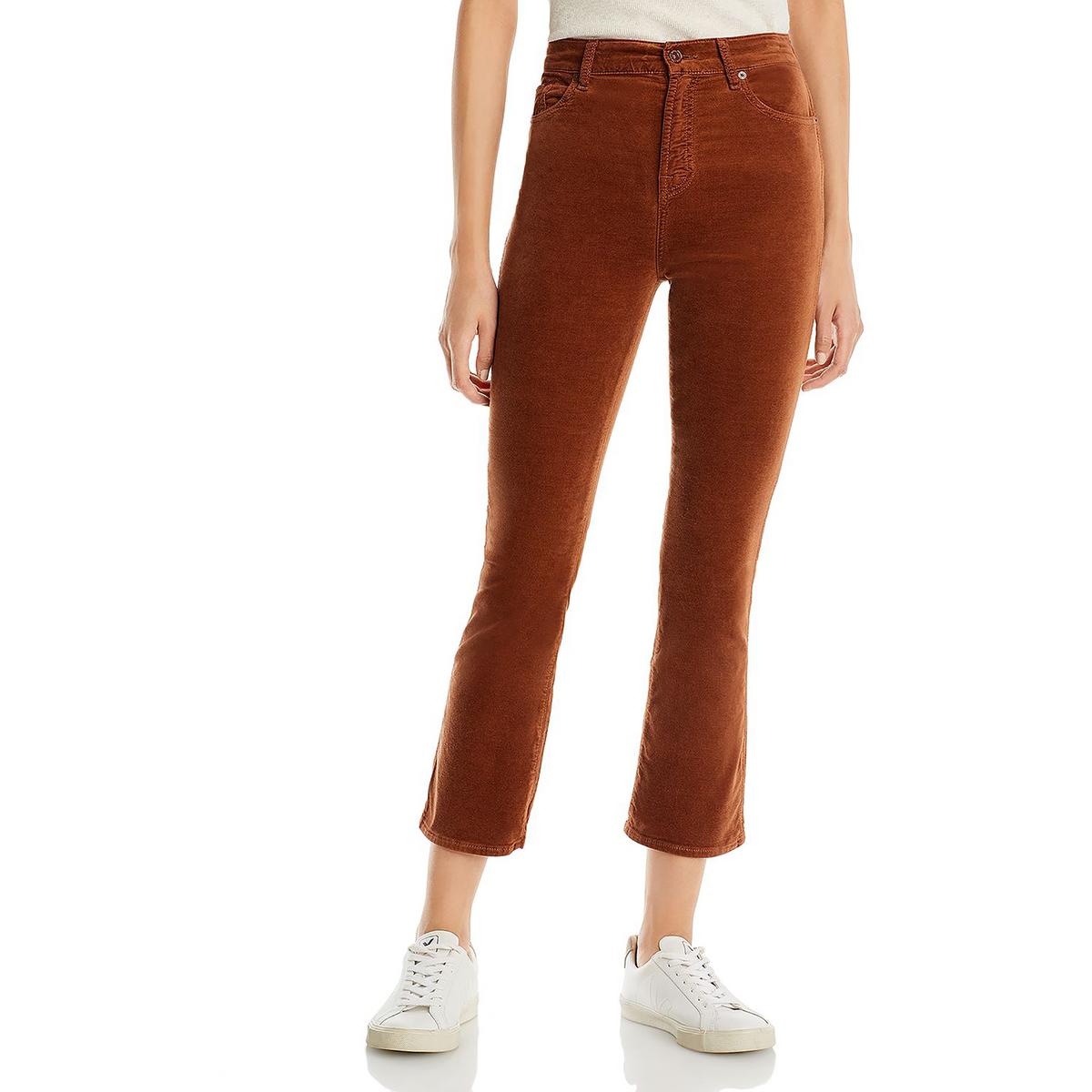 

Женские бархатные джинсы с высокой посадкой и сужающимися штанинами 7 For All Mankind, Caramel