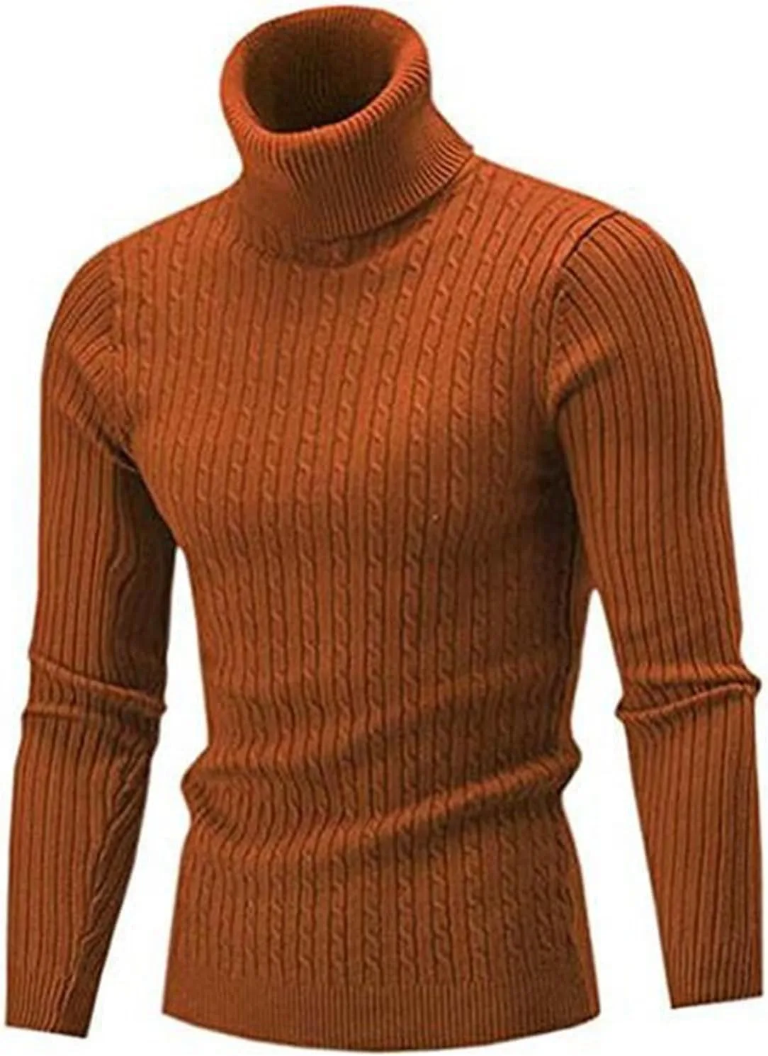 

Мужской свитер Slim Fit с воротником-водолазкой, вязаный кабельной вязкой