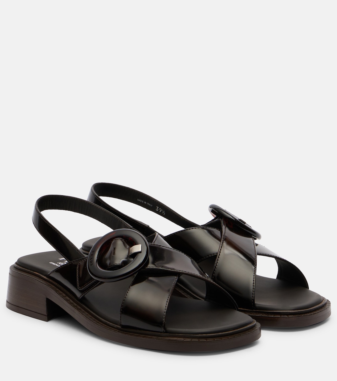 Кожаные босоножки на ремешке Prada, Bruciato
