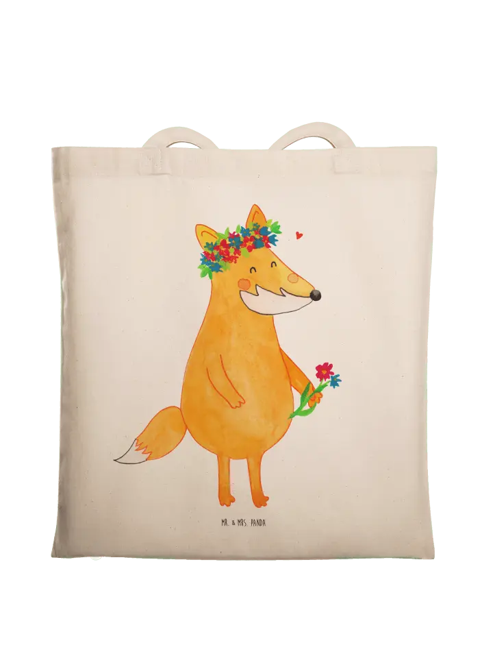 

Сумка для переноски Mr & Mrs Panda Fuchs Blumen ohne Spruch, кремовый