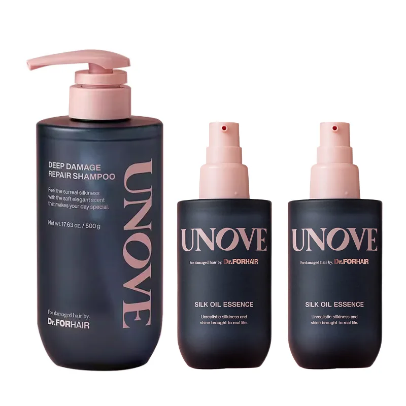 UNOVE Набор для ухода за волосами: шампунь 500 г и маска 320 мл, Essential Oil 70ml*2+Shampoo 500g