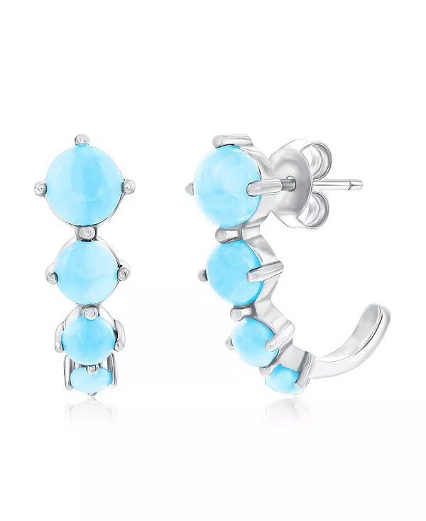 

Серьги из стерлингового серебра с круглыми переливающимися кристаллами ларимара Caribbean Treasures, blue