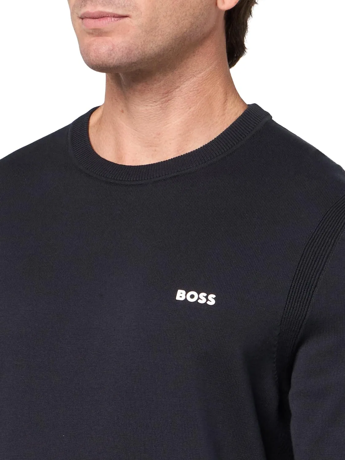 BOSS Мужской свитер Tech Flex Cotton Stretch Knit, Midnight Zone — фото 3