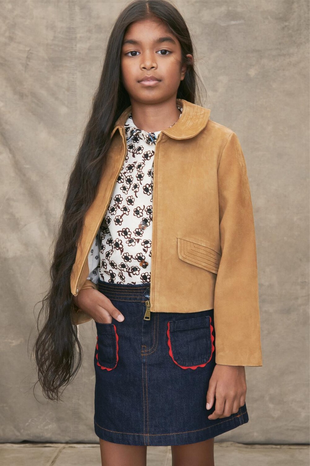 

Юбка wave из денима ZARA, темно-синий