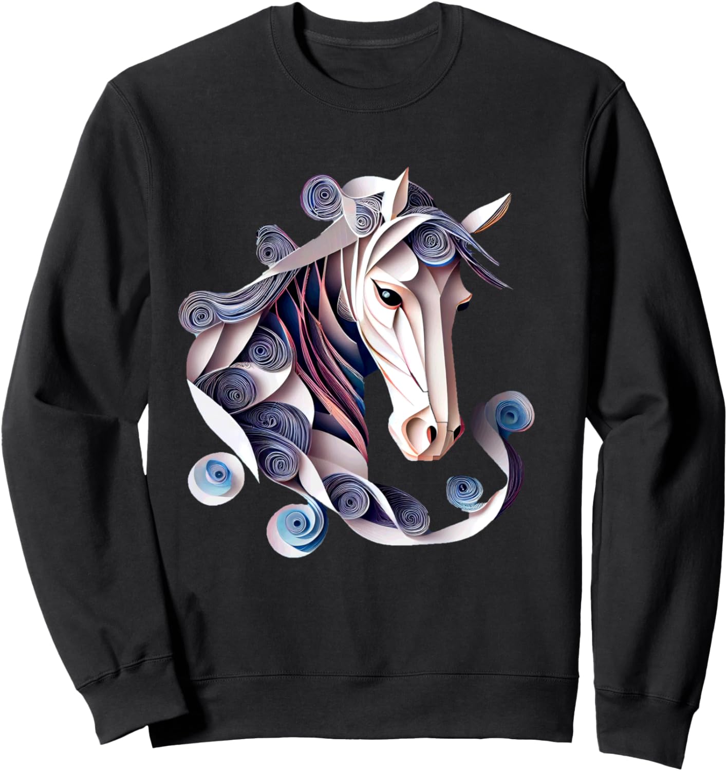 

Элегантные изгибы в стиле «голова лошади» из бумаги. Толстовка Majestic Horse Lovers Equine Art Fans, черный