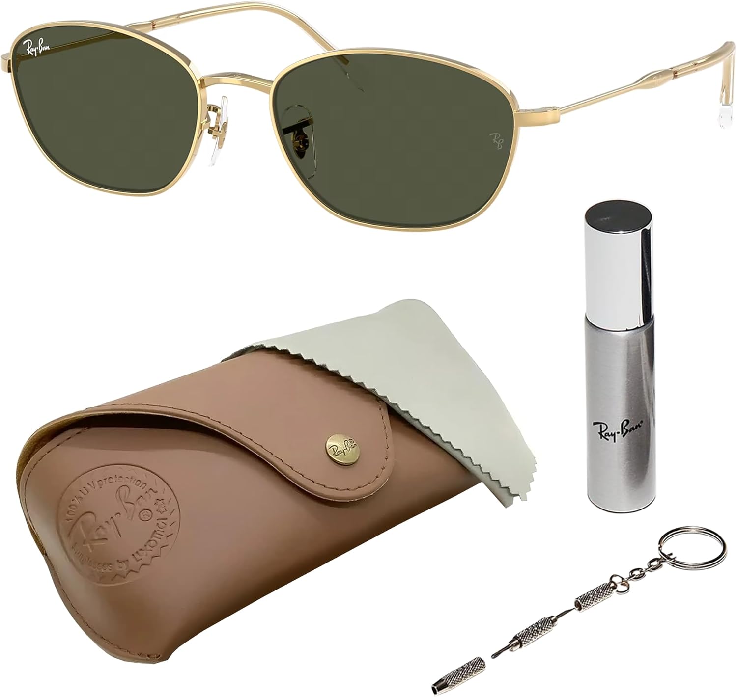 

Солнцезащитные очки Ray-Ban RB3749 квадратной и круглой формы для мужчин и женщин в официальном комплекте RAYBAN Eyewear Kit, Polished Arista Gold Frame | G-15 Green Lens