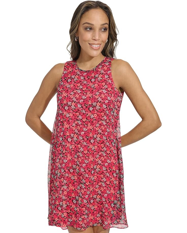 

Платье Calvin Klein Short Chiffon Trapeze, цвет Hibscus Multi